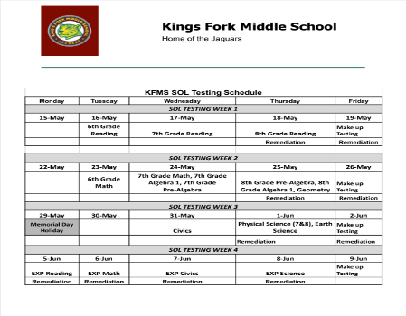  KFMS SOL Calendar